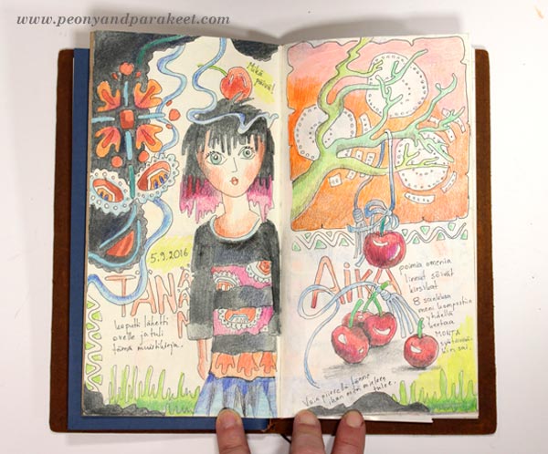 Midori Traveler's Notebook spread by Peony and Parakeet. See her ideas in a video too!