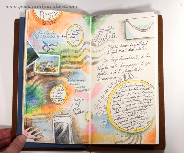 Midori Traveler's Notebook spread by Peony and Parakeet. See her ideas in a video too!