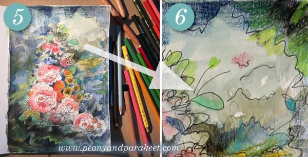A tutorial for an intuitive mixed media drawing inspired by old still life paintings. By Paivi Eerola from Peony and Parakeet.