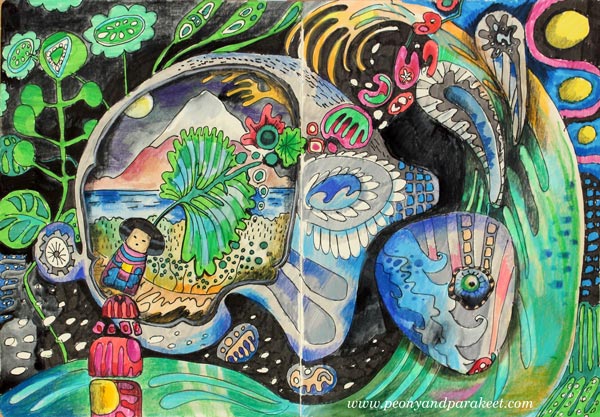 Asian Bunny, an illustration by Paivi Eerola from Peony and Parakeet.