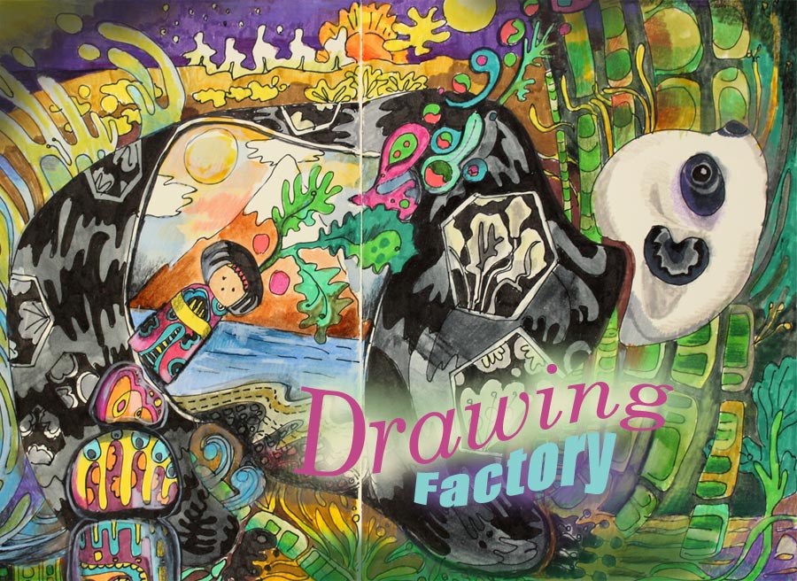 Drawing Factory - a mini-course to start from easy line drawings and move on to creating imaginative illustrations