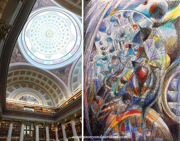 Using reference images: a photo and an abstract interpretation. By Peony and Parakeet. To learn how to do this, sign up for Inspirational Drawing 2.0!