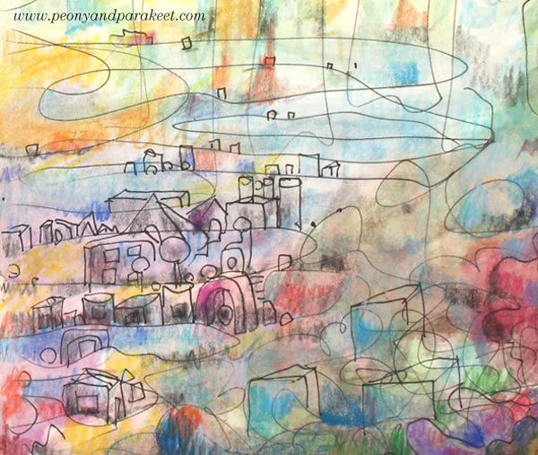 A detail of a freehand drawing. By Peony and Parakeet.