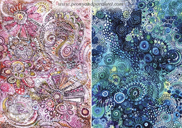 Mixed media circles, by Peony and Parakeet. Read the blog post to move on creating more than just circles!