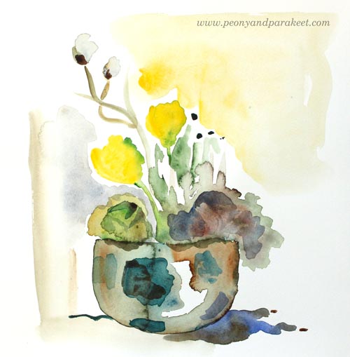 Easter Still Life in Watercolor by Paivi Eerola from Peony and Parakeet. See her blog post for painting easter still lifes!