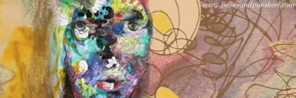 Hand-drawn collage art by Paivi Eerola from Peony and Parakeet