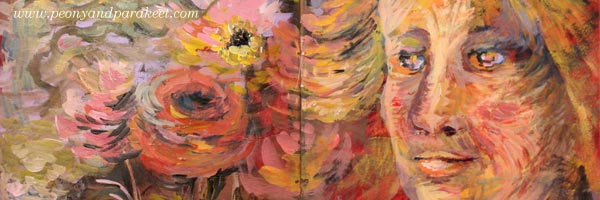 A detail of Vincent van Gogh inspired art journal spread by Paivi Eerola from Peony and Parakeet