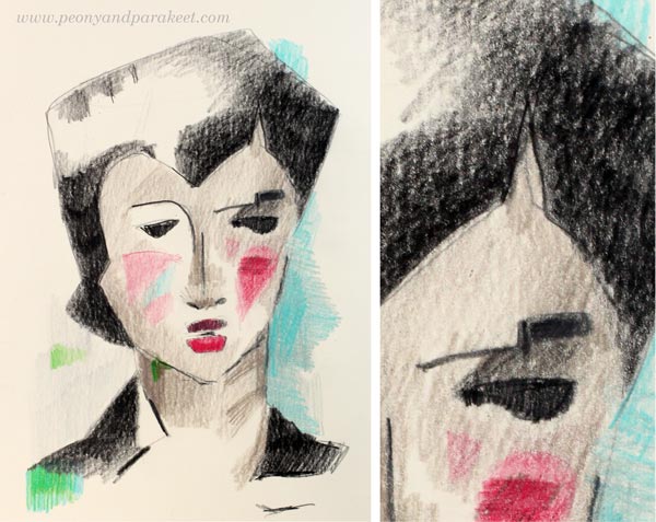 A portrait in the style of Helene Scherfbeck, by Paivi Eerola from Peony and Parakeet. See her step-by-step instructions!