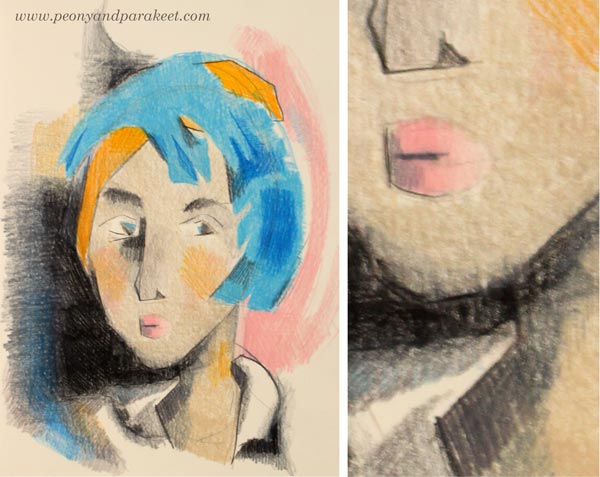 A portrait in the style of Helene Scherfbeck, by Paivi Eerola from Peony and Parakeet. See her step-by-step instructions!