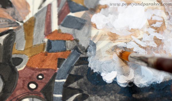 Making of an art journal page by Paivi Eerola from Peony and Parakeet. See how to combine two styles into one page!