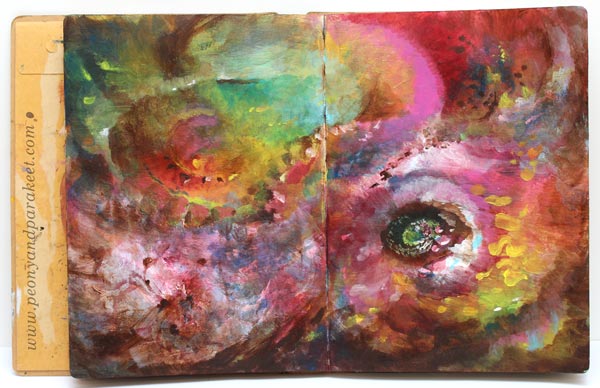 Art journal page by Paivi Eerola from Peony and Parakeet