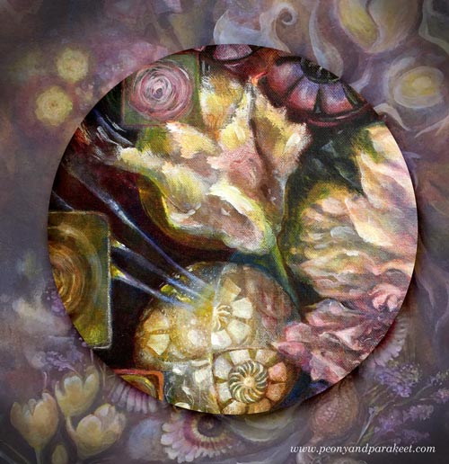 Digital Art created from acrylic paintings by Paivi Eerola from Peony and Parakeet