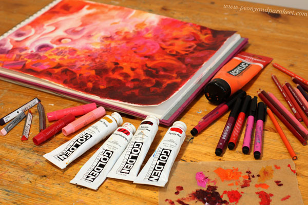 Creating mixed media art. See a method that focuses on one color!