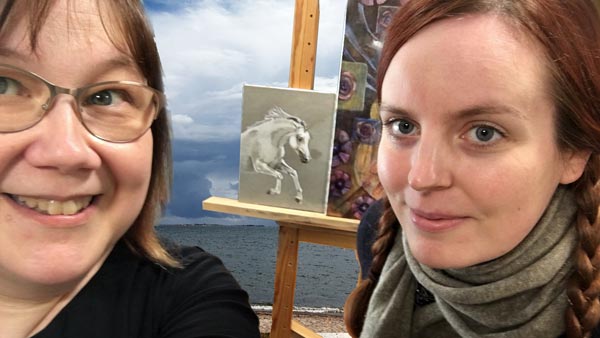 Finnish visual artists Paivi Eerola and Eeva Nikunen.