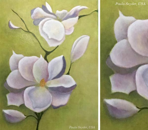 By Paula Sneider, USA. Student artwork from Peony and Parakeet's class Floral Fantasies in 3 Styles.