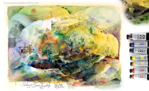Palazzo Doria Pamphilj, a watercolor painting with Daniel Smith Watercolors