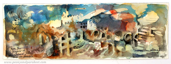Painting watercolor panoramas by Paivi Eerola from Peony and Parakeet