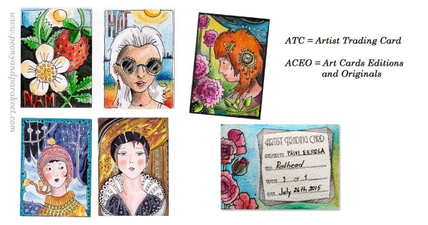 ATC cards by Paivi Eerola from Peony and Parakeet