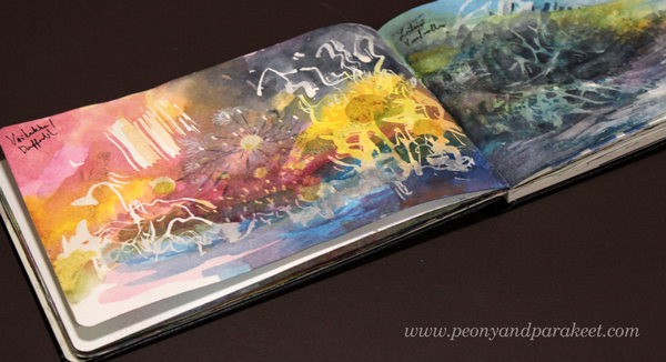 Moleskine Watercolor Notebook as an art journal. By Paivi Eerola from Peony and Parakeet.