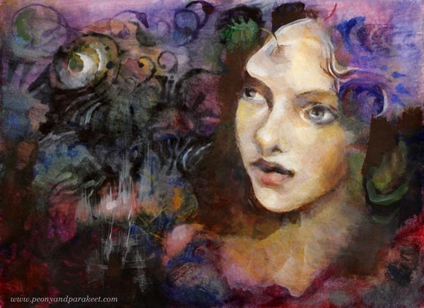 Curiosity by Paivi Eerola from Peony and Parakeet. A painting from Paivi's sketchbook.