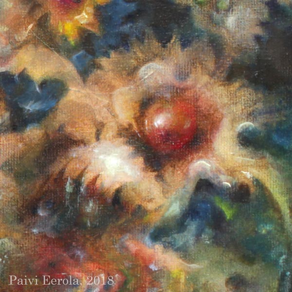 A detail of "Temptation", an old painting by Peony and Parakeet.