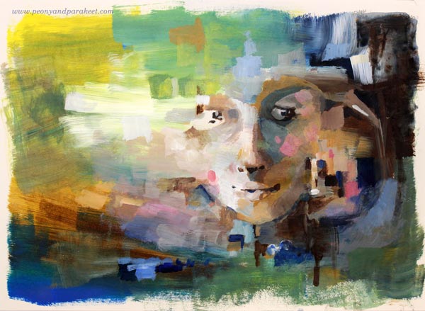 watercolor painting portrait abstract