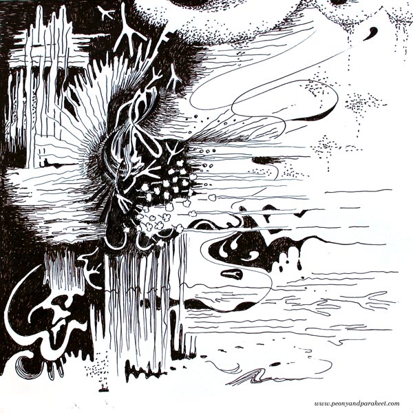 Tranquil - Illustration by Paivi Eerola from Peony and Parakeet. Entry for Inktober 2018.