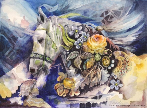 "Brave", a watercolor painting by Paivi Eerola from Peony and Parakeet.