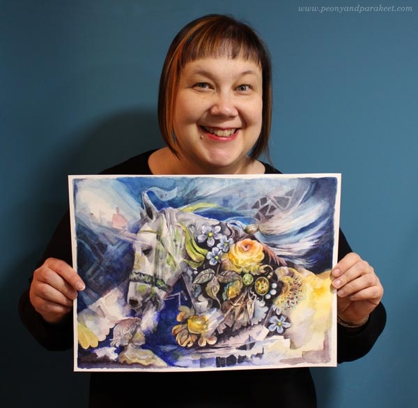 Paivi Eerola from Peony and Parakeet and her surreal horse art piece called "Brave"