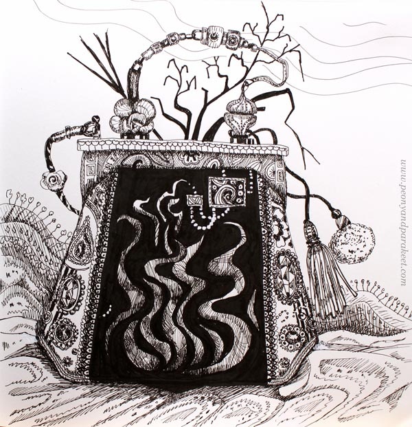 Inktober 2018, day 19, Scorched. Art by Paivi Eerola from Peony and Parakeet.