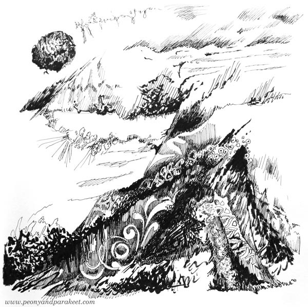 Inktober 2018, day 23, Muddy. Art by Paivi Eerola from Peony and Parakeet.