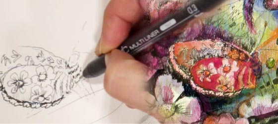 Drawing a butterfly. Sign up for Paivi Eerola's class Animal Inkdom!