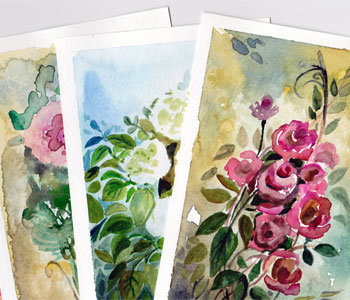 How to Paint Watercolor Postcards in Vintage Style - Peony and Parakeet