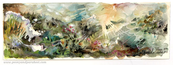 Spring in Scotland, watercolor panoramas by Paivi Eerola.