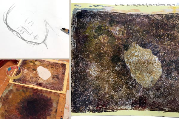 Drawing a stencil for Gelli printing. See how she continued this project with a Gelli plate!