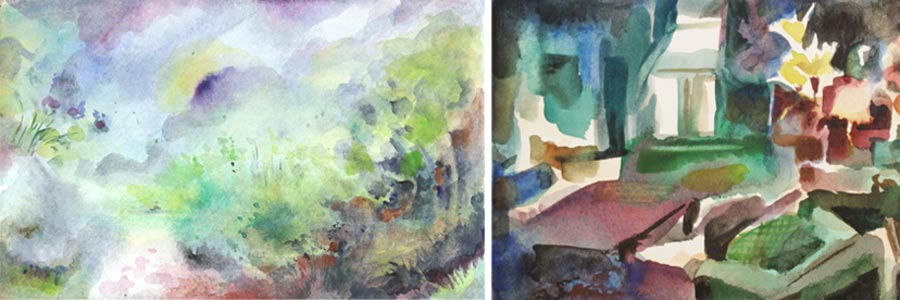 Small paintings from the online art class Watercolor Journey, by teacher Paivi Eerola.