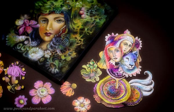 Paivi Eerola's art. An oil painting and hand-drawn ornaments. Breaking the rules of what's right and wrong in art.
