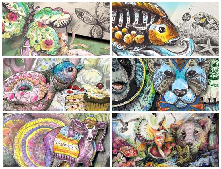 Animal Inkdom - a fun drawing class by Paivi Eerola from Peony and Parakeet.