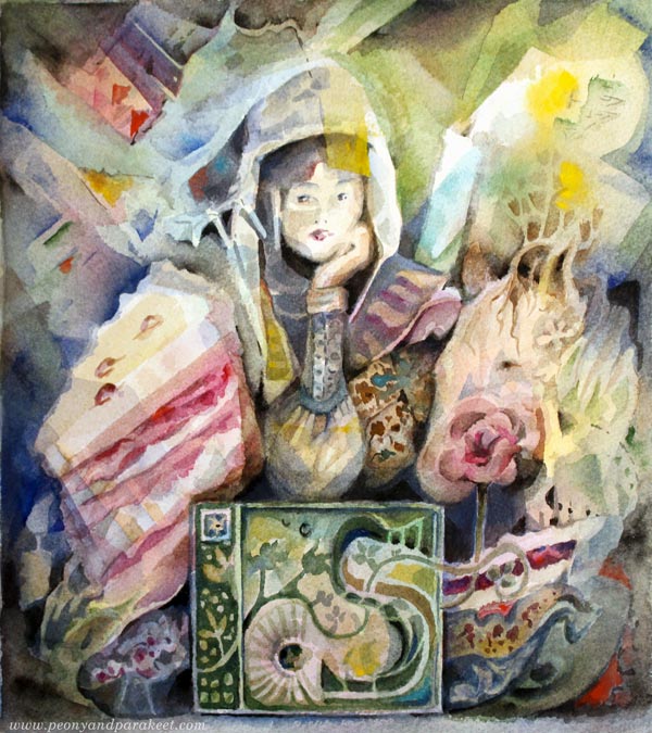 Watercolor painting by Paivi Eerola from Peony and Parakeet. See her blog for more watercolor inspiration.