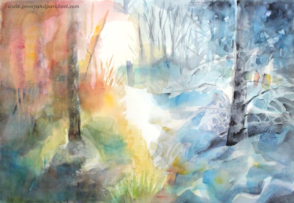 Watercolor painting by Paivi Eerola from Peony and Parakeet. Watercolor inspiration from her class Watercolor Journey.