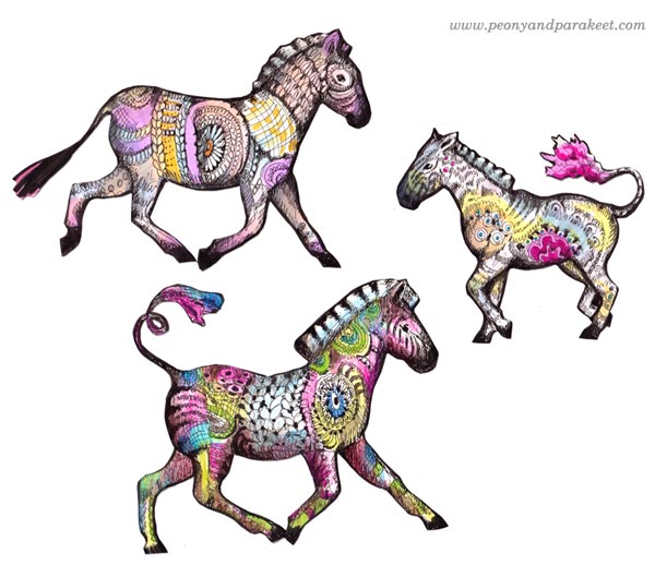 Hand-drawn zebras by Paivi Eerola from Peony and Parakeet. Sign up for her class Animal Inkdom to learn to draw these!