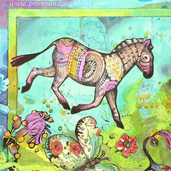 A detail of Zebra Madonna, fantasy art by Paivi Eerola from Peony and Parakeet.