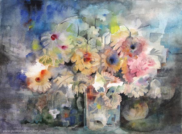 After Winter, a floral watercolor painting, Paivi Eerola, 2019.