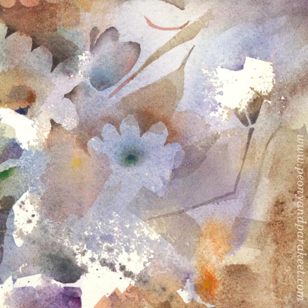A detail of a watercolor painting by Paivi Eerola from Peony and Parakeet.