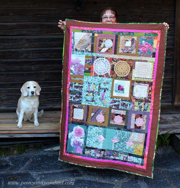 Finished quilt by Paivi Eerola from Peony and Parakeet