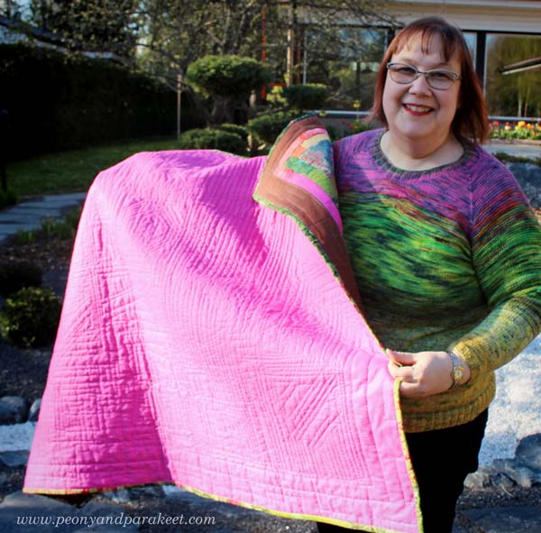 Finished quilt by Paivi Eerola from Peony and Parakeet