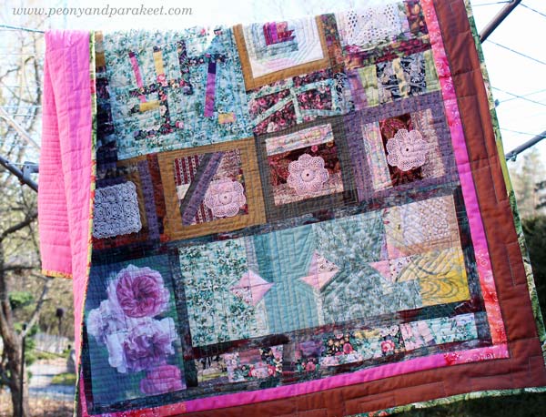 Finished quilt by Paivi Eerola from Peony and Parakeet