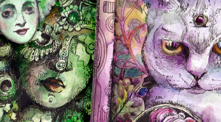 Magical Inkdom, online art class, Lesson 1, Cats and Witches.