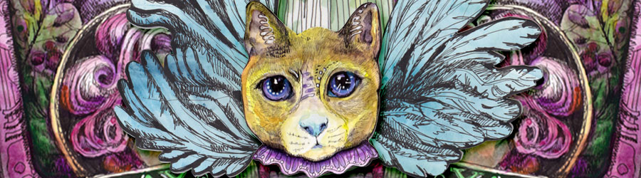 Collage art by Paivi Eerola of Peony and Parakeet.