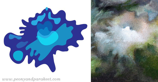 Drawing a design from an oil painting. By Paivi Eerola of Peony and Parakeet. Read about the three approaches that you can take for your art!